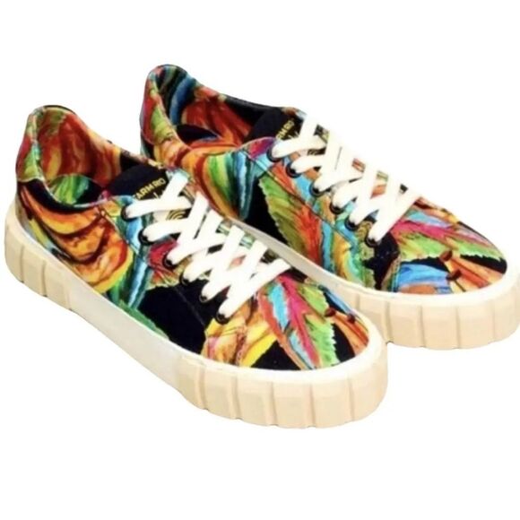 FARM RIO black banana print platform sneakers NWOT - Picture 2 of 9